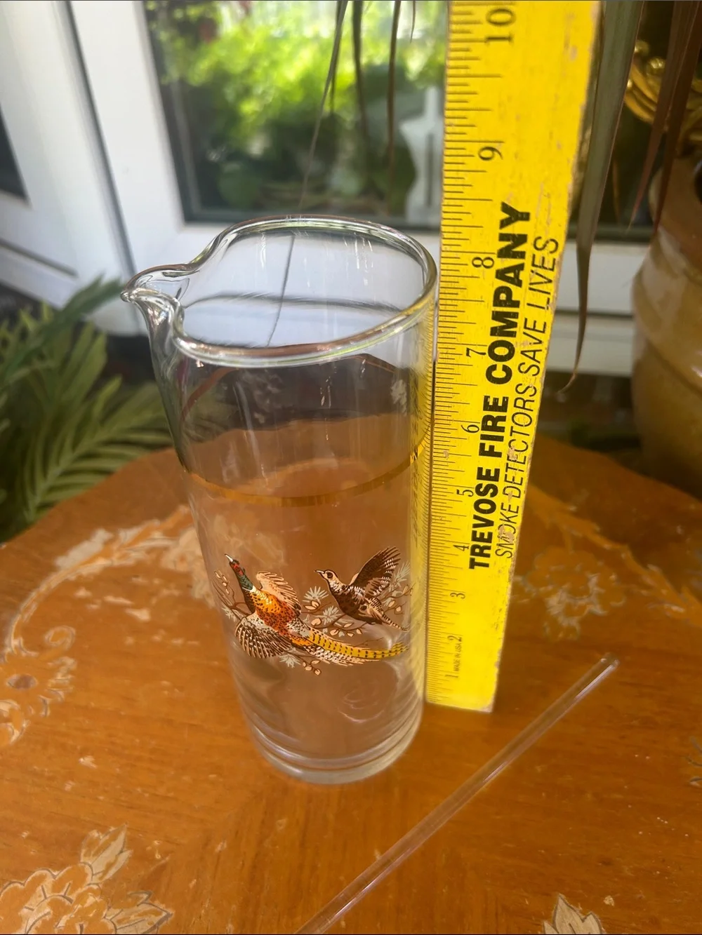 Vintage Cocktail Pitcher with Pheasant Motif